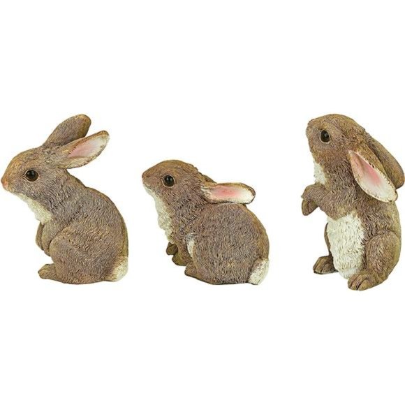 The Bunny Den Rabbits Indoor/Outdoor Garden Animal Statues,3Inches Wide,4 Inches - Picture 5 of 6